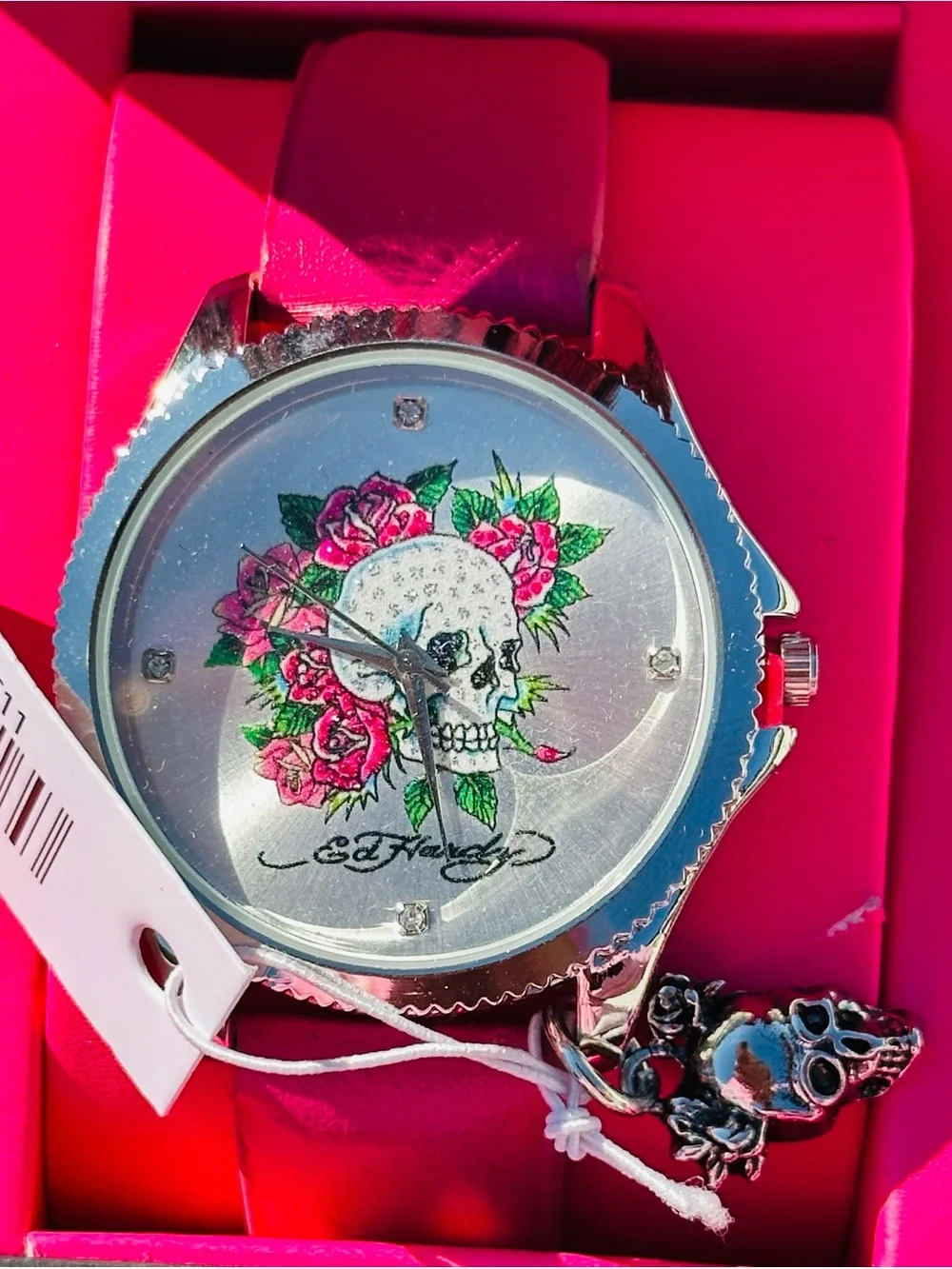 Ed Hardy “Love Kills Slowly” Pink & Silver Watch - RARE